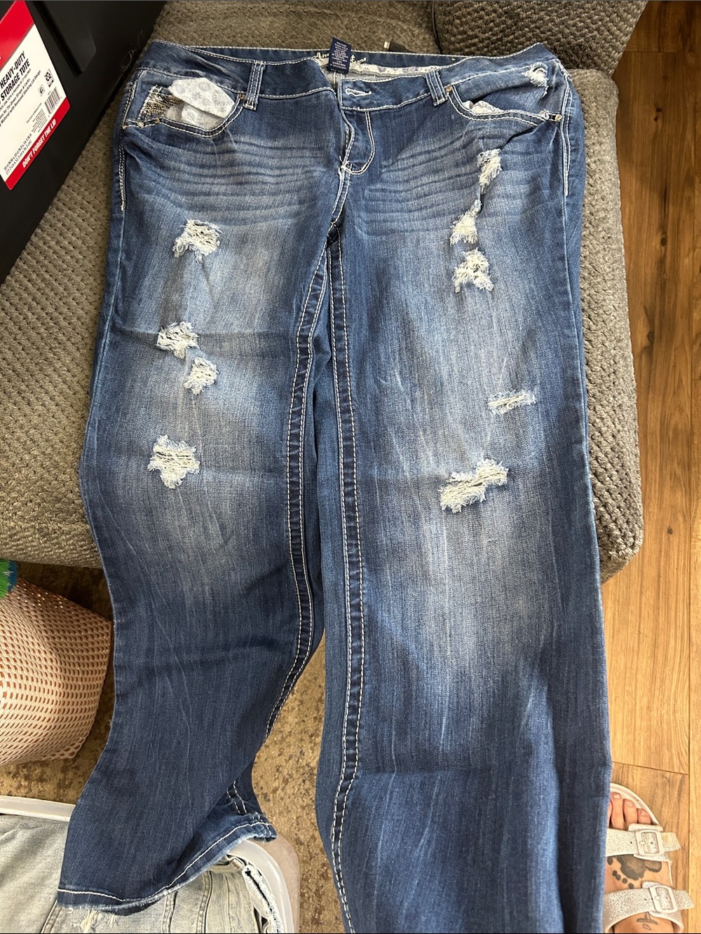 Amethyst Jeans Women's Blue Distressed Boot Cut Jeans